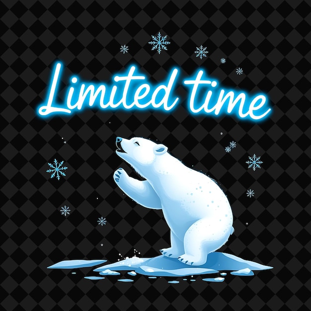 Vibrant Limited Time Text in Neon Azure and Cool Blue With Shining Snowflakes and Icicles a Deli