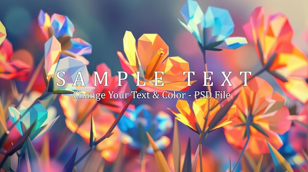 PSD vibrant low poly flowers