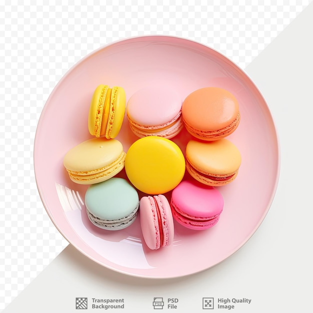 PSD vibrant macaroons on dark plate