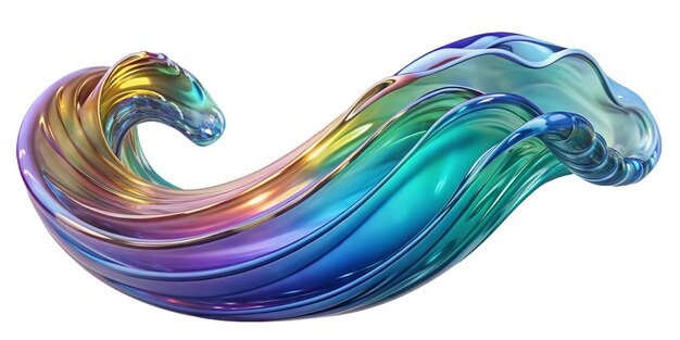 PSD vibrant multicolored wave with a glossy