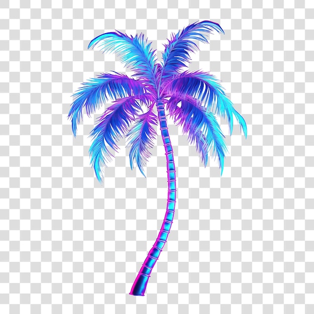 Vibrant neon tropical palm tree