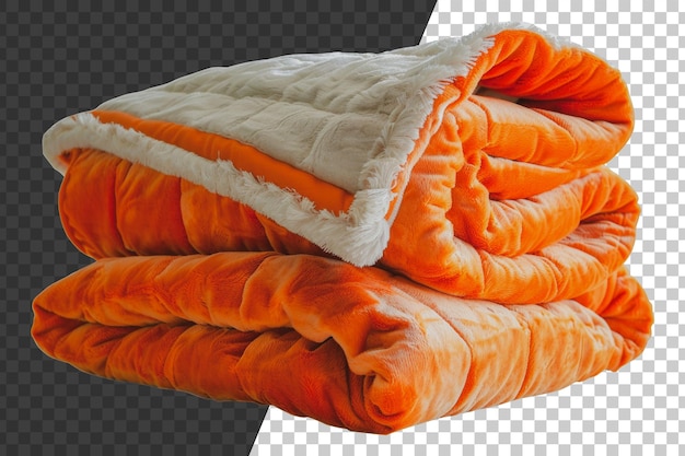 Vibrant orange and cream luxury blanket folded cut out stock png