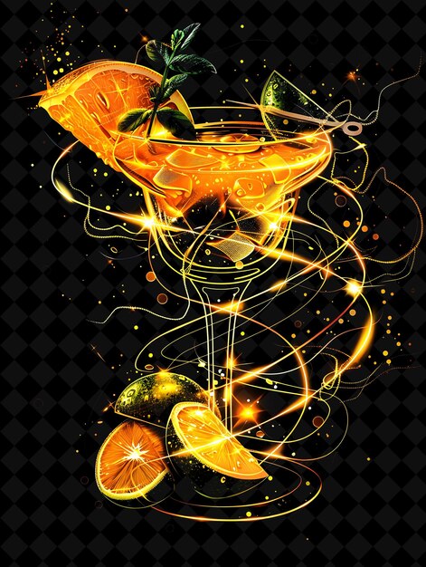 Vibrant Orange Mango Margarita With Floating Mango Slices or Neon Color Food Drink Y2K Collection