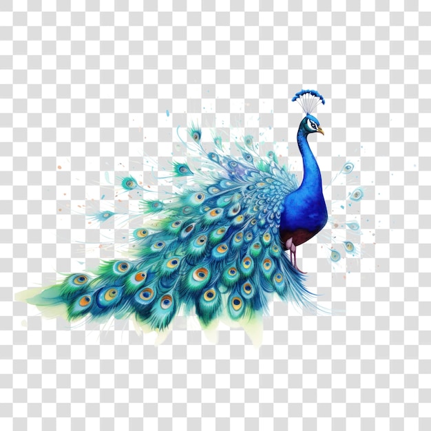 PSD vibrant peacock digital illustration