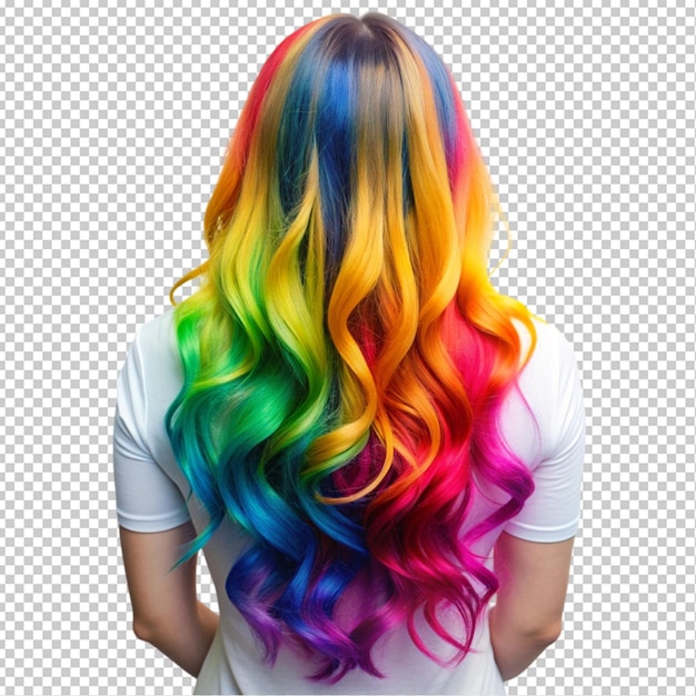 vibrant rainbow colored hair transparent background