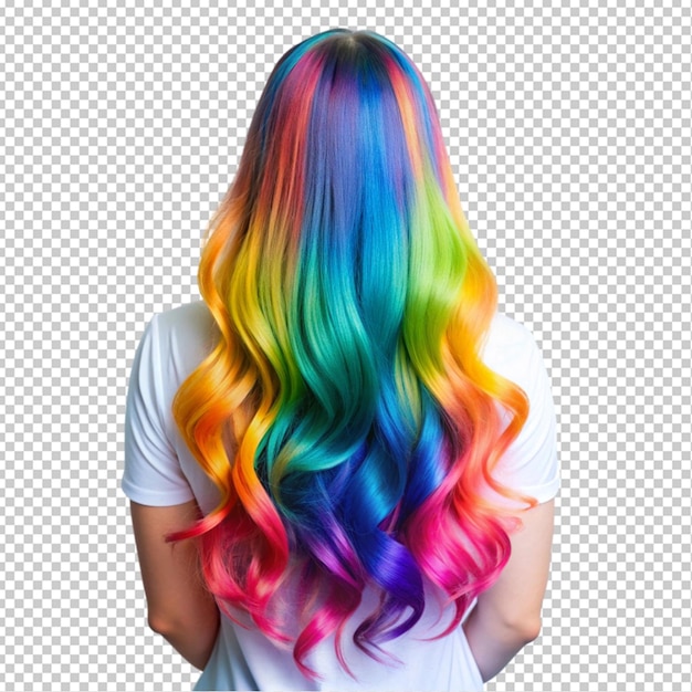 vibrant rainbow colored hair transparent background