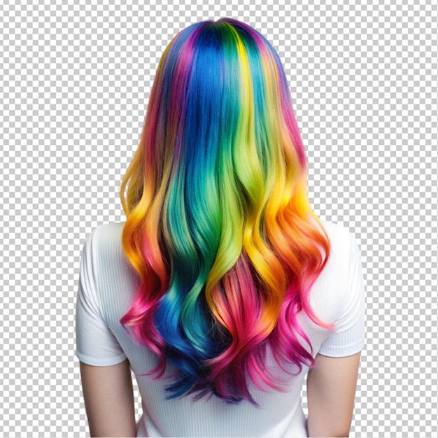 vibrant rainbow colored hair transparent background