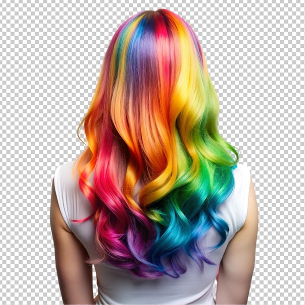 vibrant rainbow colored hair transparent background