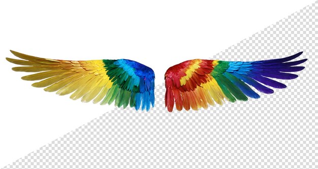 PSD vibrant rainbow pride wings on a transparent background