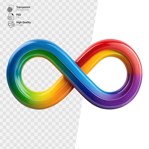 Vibrant RainbowColored Infinity Symbol on a Transparent Background