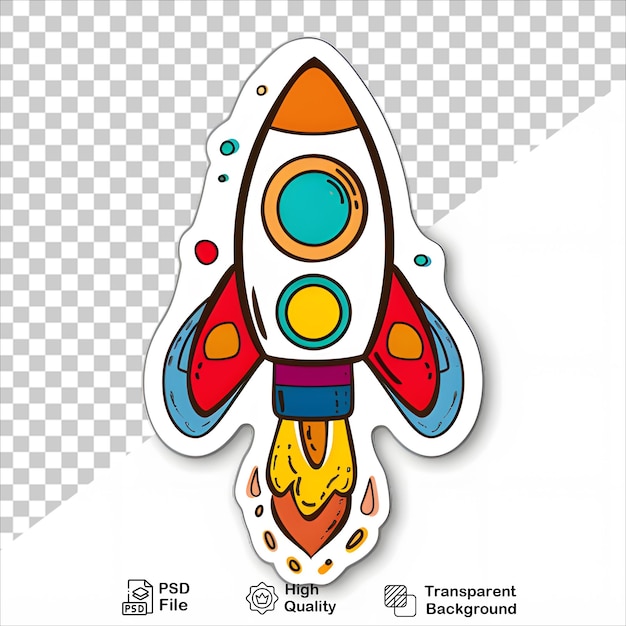 Vibrant Rocket Sticker PNG Isolated on Transparent Background