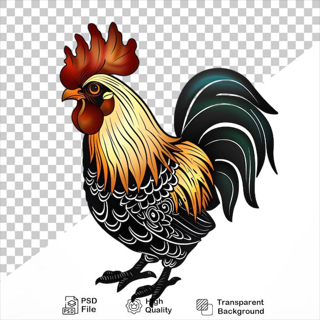 PSD vibrant rooster illustration in artistic style