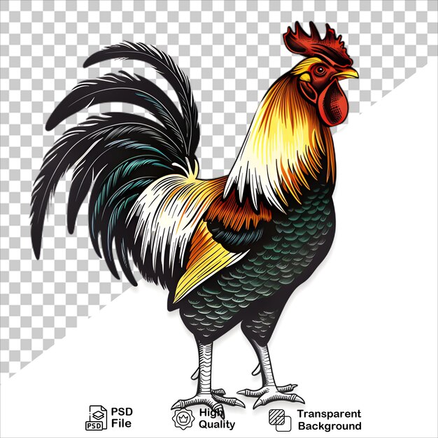 PSD vibrant rooster illustration in artistic style