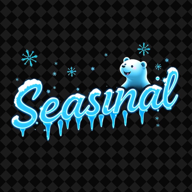 PSD vibrant seasonal text in neon azure and cool blue with shining snowflakes and icicles a delight