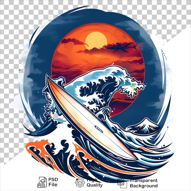 Vibrant Sun and Waves Illustration for TShirt Design