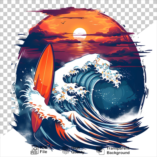 Vibrant Sun and Waves Illustration for TShirt Design