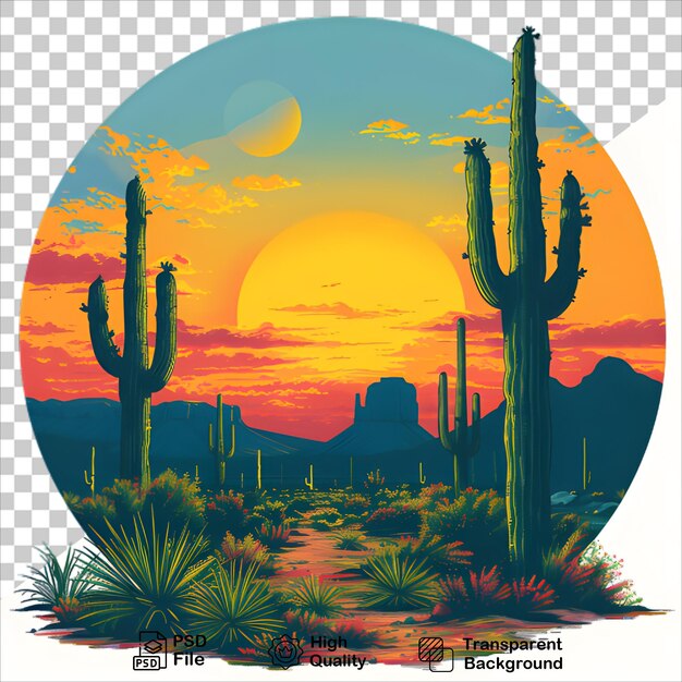 Vibrant Sunset in Arizona Desert TShirt Illustration