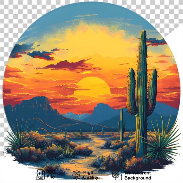 PSD vibrant sunset in arizona desert tshirt illustration