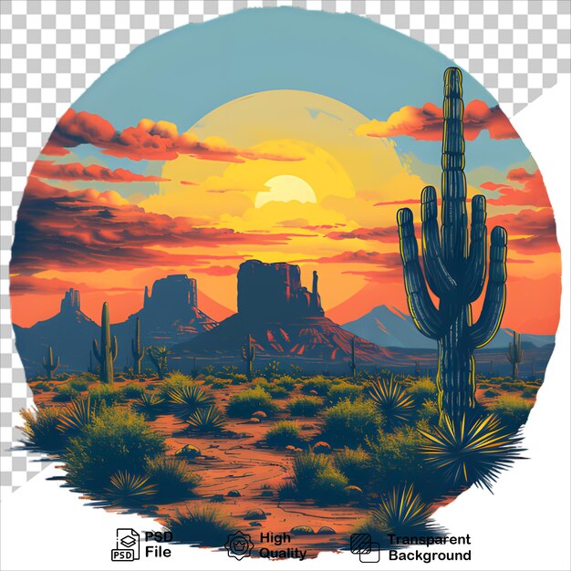 Vibrant Sunset in Arizona Desert TShirt Illustration