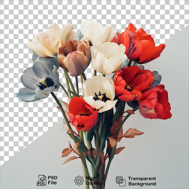 PSD vibrant tulip bouquet on transparent background floral design png