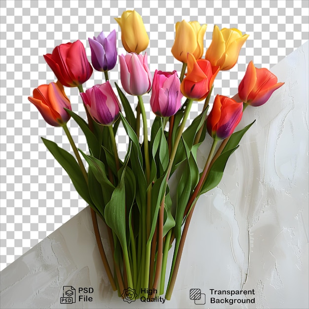 PSD vibrant tulip bouquet on transparent background floral design png