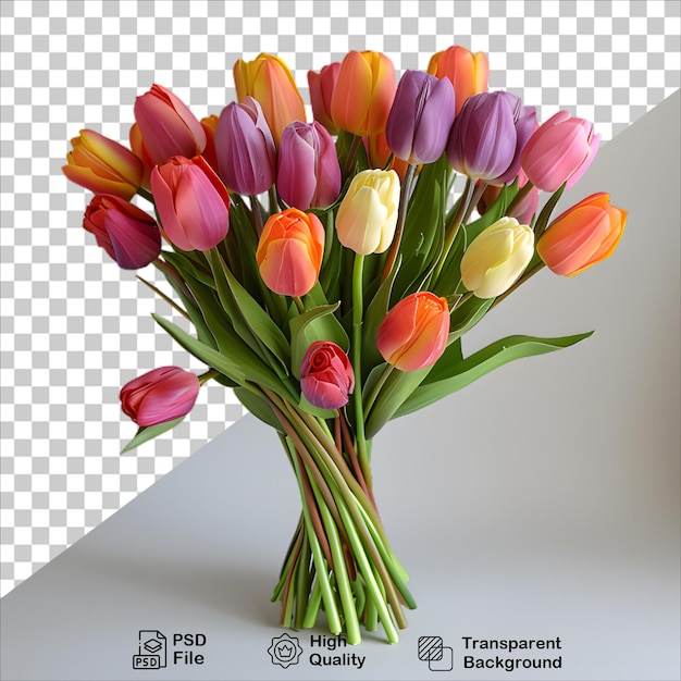 PSD vibrant tulip bouquet on transparent background floral design png