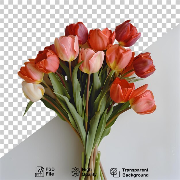 PSD vibrant tulip bouquet on transparent background floral design png