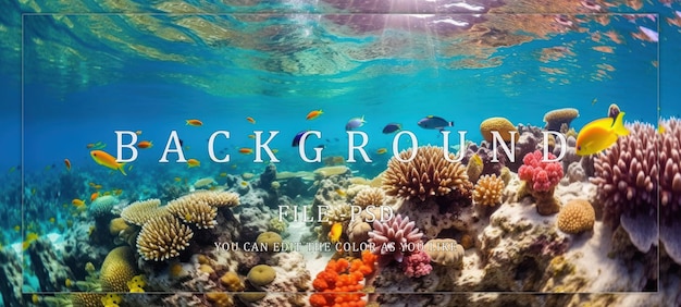 Vibrant Underwater Coral Reef with Colorful Fish