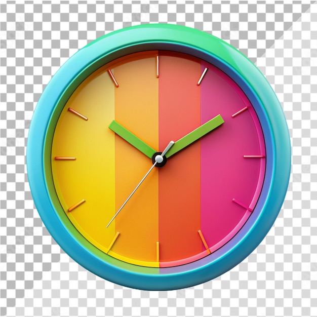 PSD vibrant wall clock on transparent background