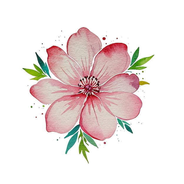 Vibrant Watercolor Flower with Paper Texture