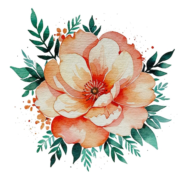 Vibrant Watercolor Flower with Paper Texture