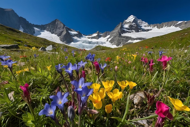 PSD vibrant wildflower fields of alpine meadows switzerlands natural floral tapestry unveiled