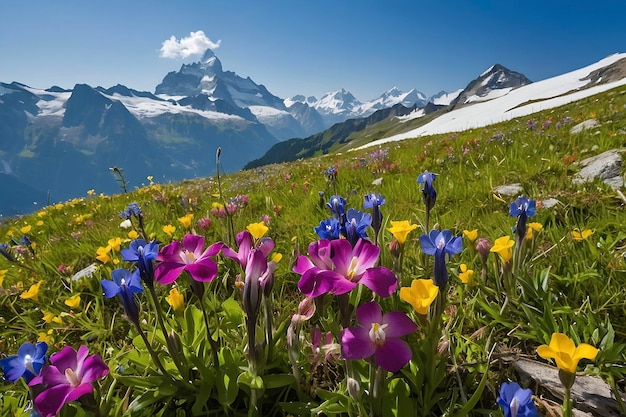 PSD vibrant wildflower fields of alpine meadows switzerlands natural floral tapestry unveiled