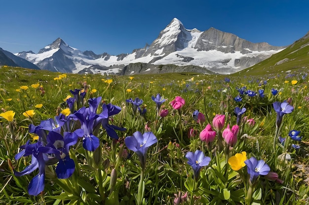 PSD vibrant wildflower fields of alpine meadows switzerlands natural floral tapestry unveiled