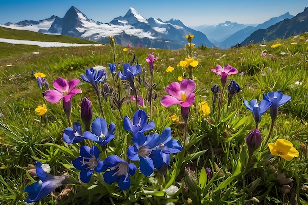 PSD vibrant wildflower fields of alpine meadows switzerlands natural floral tapestry unveiled