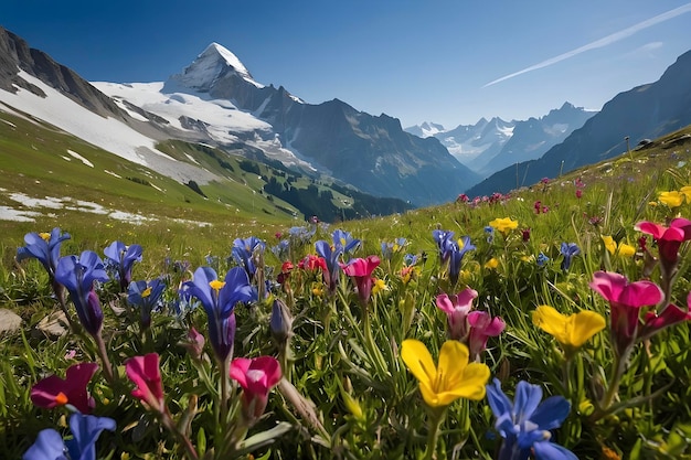 PSD vibrant wildflower fields of alpine meadows switzerlands natural floral tapestry unveiled