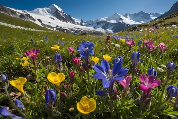 PSD vibrant wildflower fields of alpine meadows switzerlands natural floral tapestry unveiled