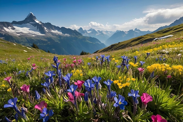 PSD vibrant wildflower fields of alpine meadows switzerlands natural floral tapestry unveiled