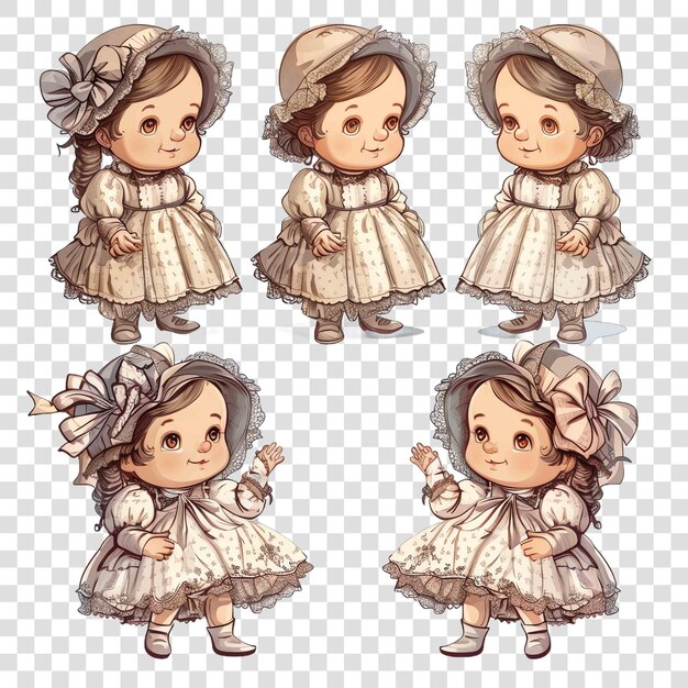 victorian baby with dress watercolor nurseryon transparent background