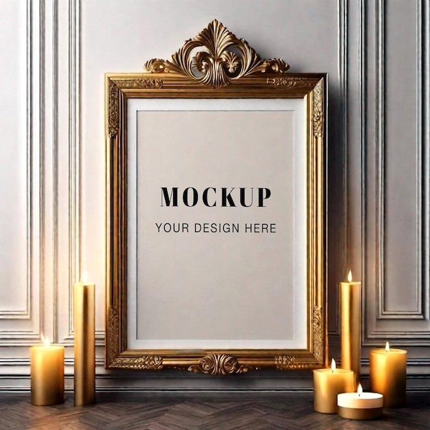 Victorian Gold Frame for Wall Art Painting Canvas Print Wall Art Mockup Poster Mockup Painting