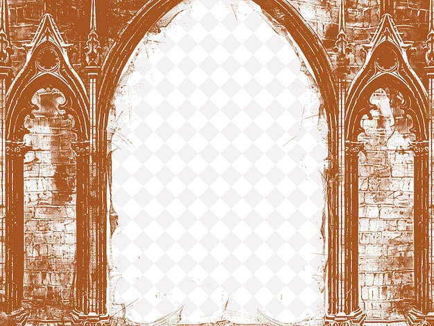 PSD victorian gothic frame border with pointed arches and intric creative png abstract designs