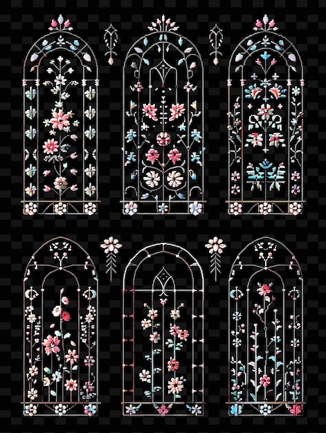 Victorian Style Trellises Pixel Art With Floral Motifs Using Creative Texture Y2K Neon Item Designs