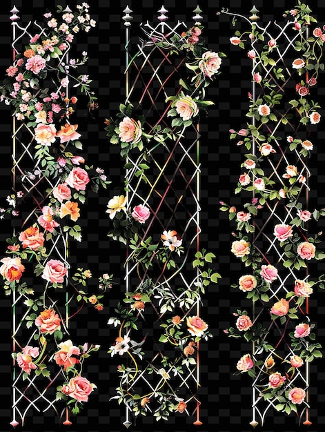 Victorian Style Trellises Pixel Art With Floral Motifs Using Creative Texture Y2K Neon Item Designs