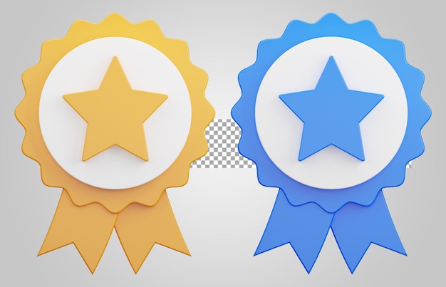 Victory award ribbon on transparent background 3D Render