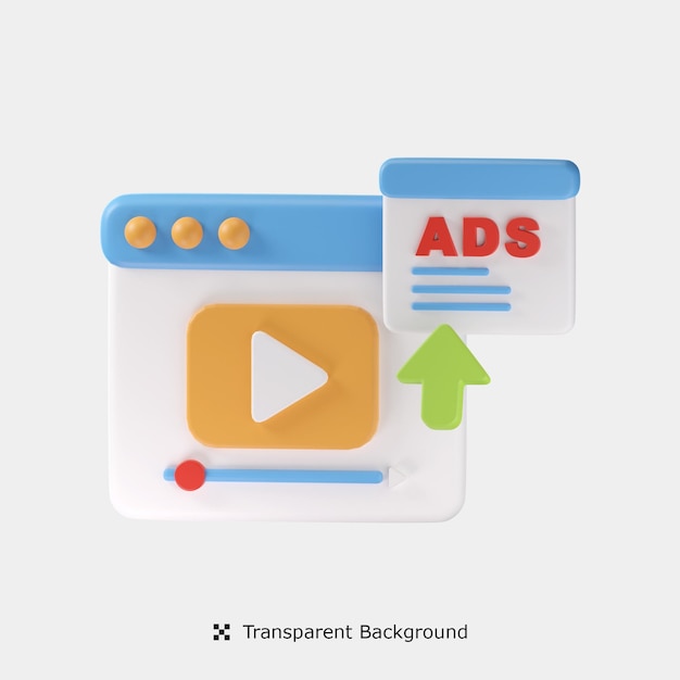 Video Ads 3d icon illustration