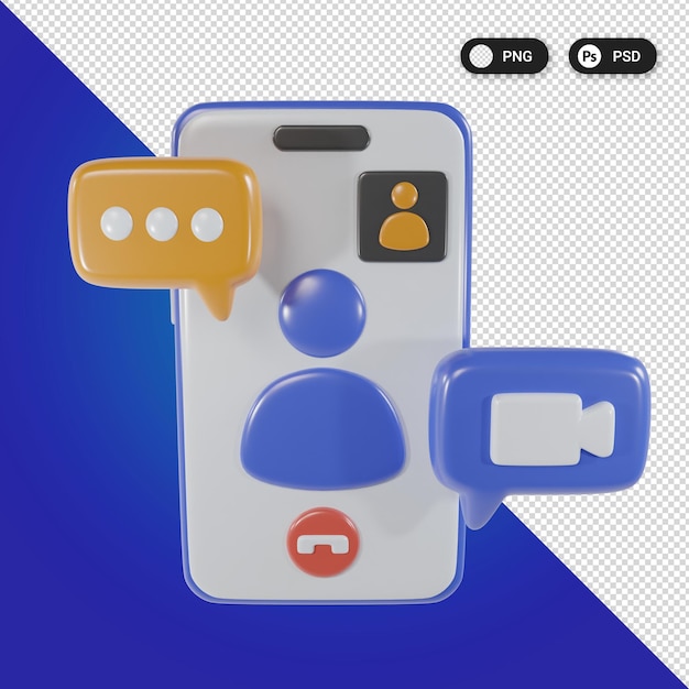 Video call Communication icon set 3d render