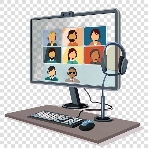 PSD video conferences transparent background realistic element