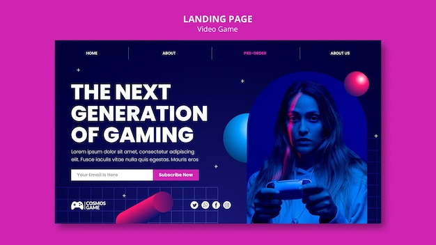 PSD video game landing page