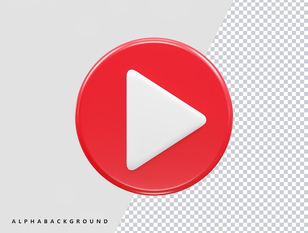 PSD video player icon 3d illustration vector transparent element