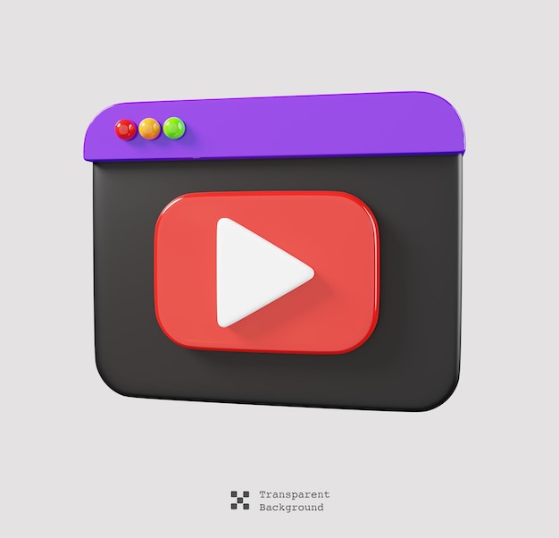 Video player, web page and play button isolated. Video, streaming and multimedia icon. 3d render